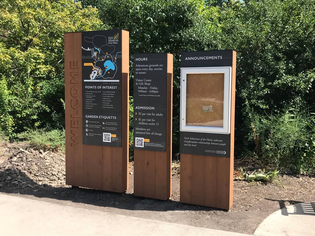 Welcome Signage at Dyck Arboretum in Hesston, Kansas